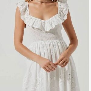 Astr the Label Women's Cottage Eyelet Midi Dress. Sundress. White!